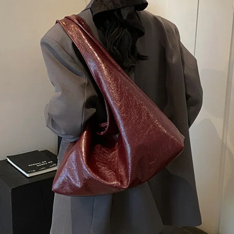 Large Capacity PU Leather Hobo Underarm Bags Autumn Winter Shoulder Bag for Women 2026 New Trend Y2K Handbags and Purses Tote