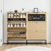 Shoe Storage Cabinet Set of 2 with 3 Flip Drawers Freestanding Narrow Shoe Cabinets Slim Shoe Racks Cabinet 1