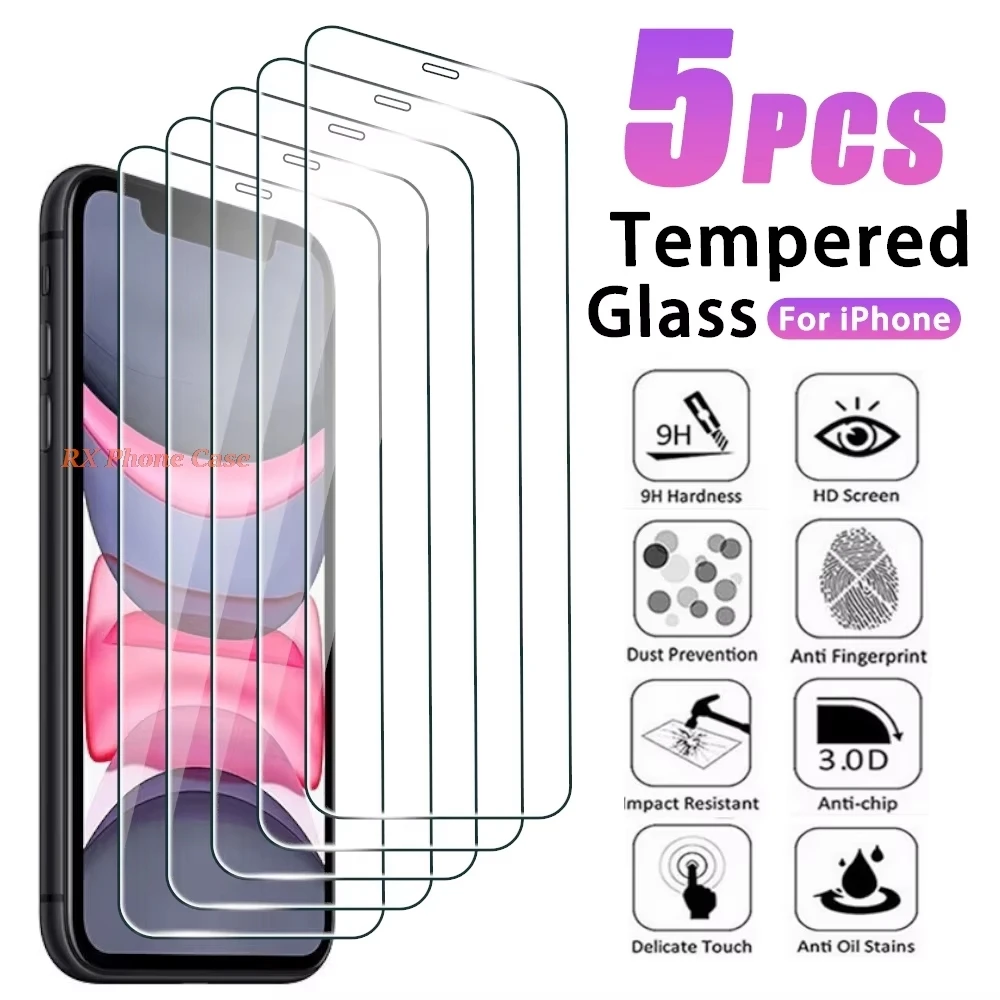 Premium Tempered Glass Screen Protector Set (5-Pack)