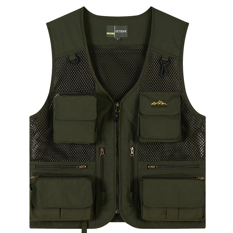 Outdoor Men Multi Pocket Vest Tactical Webbed Gear Coat Photographer Waistcoat Workers Electrician Welder Car Repair Angle Jacke