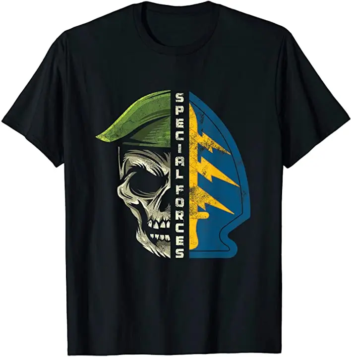 2022 Men's Cotton Army Special Forces Green Beret Skull T-Shirt. Summer Short Sleeve O-Neck T-Shirt Harajuku Street |