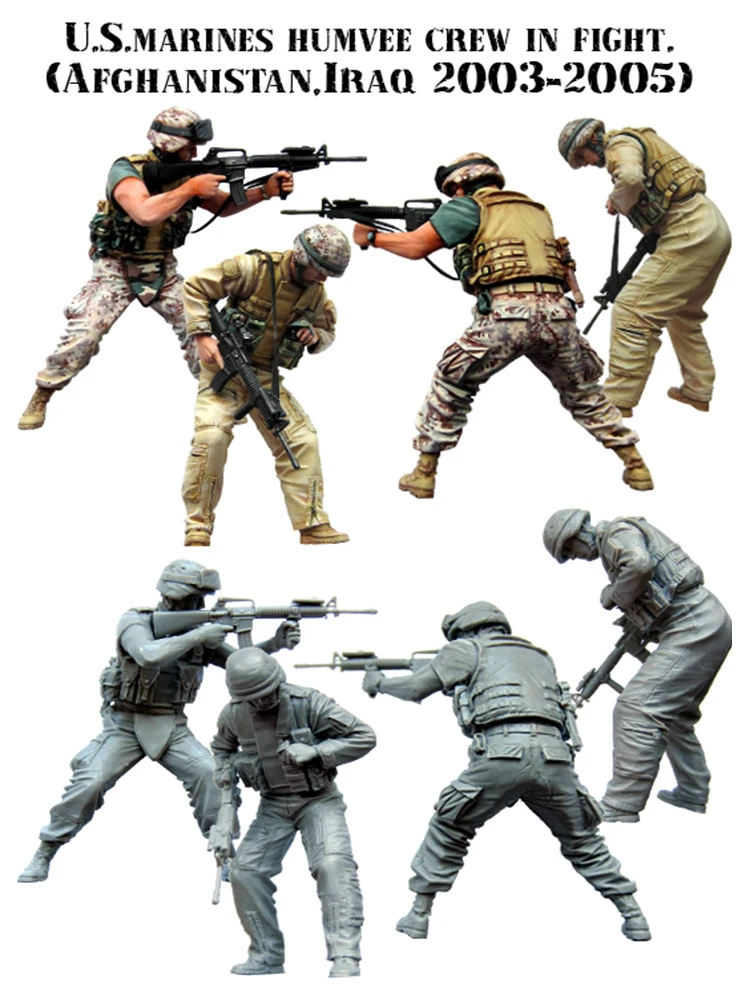 Neuer unmontierter 1/35 US-Marine-Soldaten im Nahen Osten Resin-Bausatz DIY-Spielzeug Unbemaltes Resin-Modell