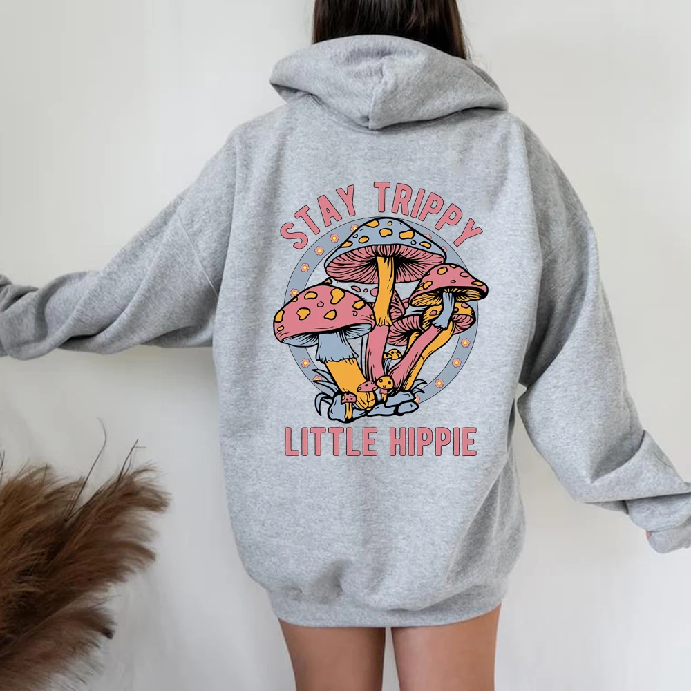 StayTrippyLittleHippiePrintSweatshirtHoodieMushroomHooded