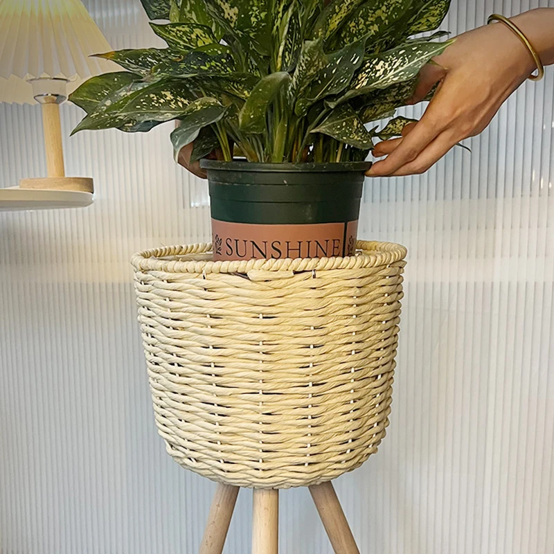 Modern Holder Plant Shelves Living Room Decoration Flower Shelf Balcony Plant Shelves PU Rattan Garden Furniture Plantenrek FYPS