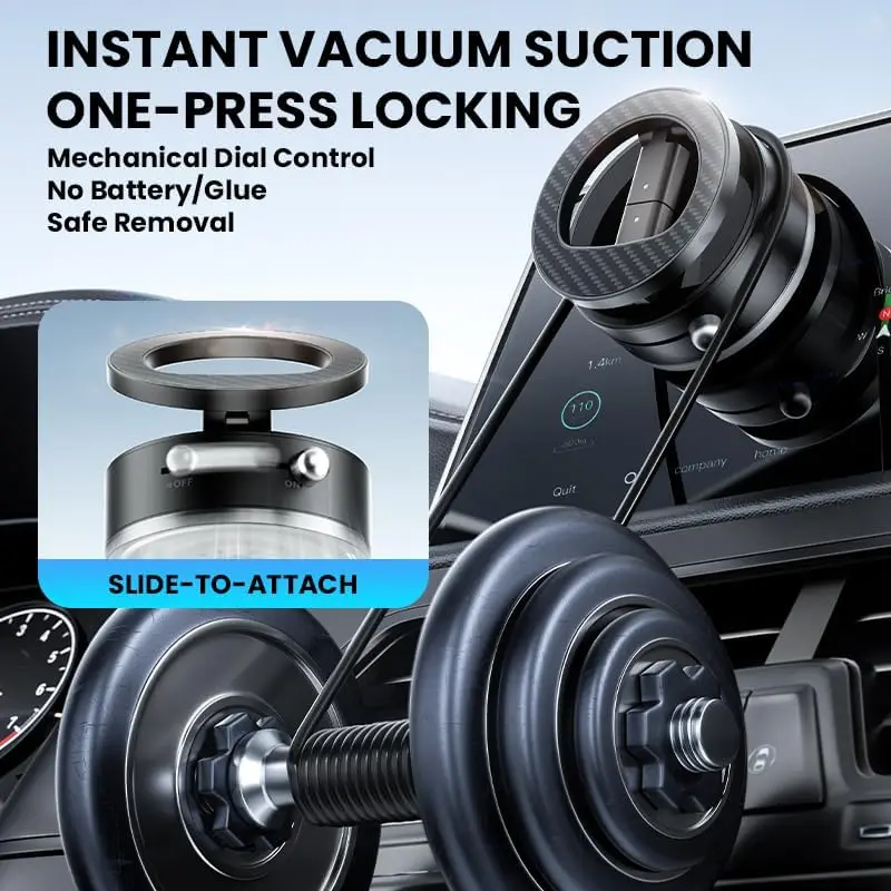 Carbon Fibre Car Vacuum Magnetic Phone Holder Stand 360° Adjustable Mount Suction Cup For Magsafe iPhone 17 16 15 14 13 Pro Max