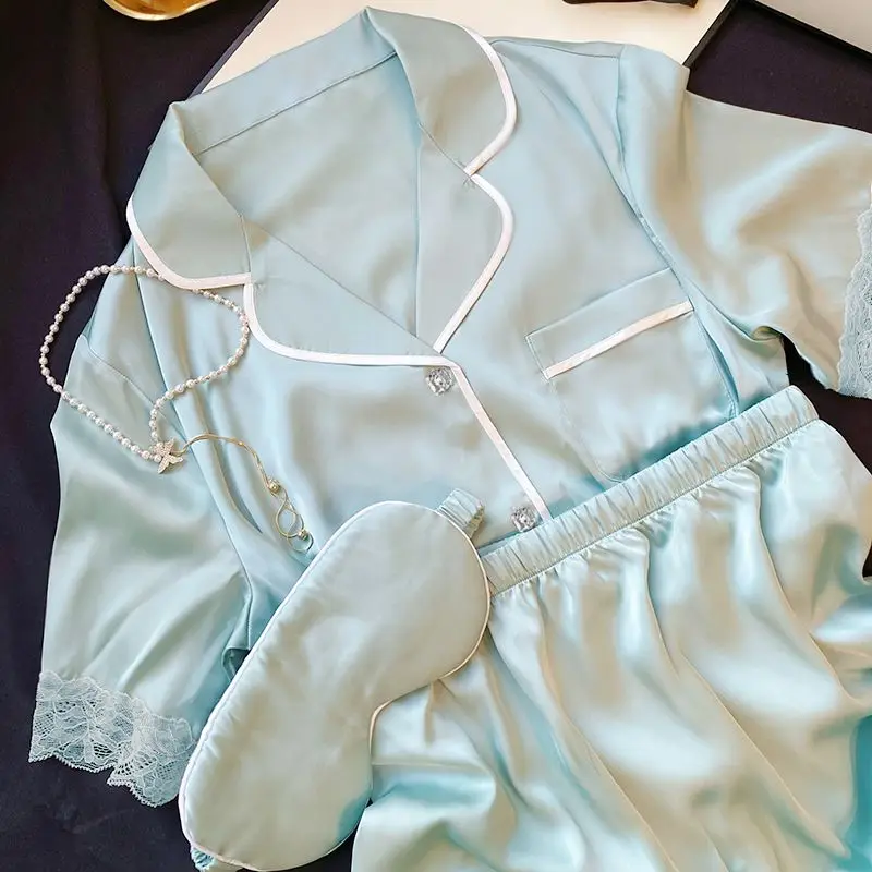 Ice silk pajama women's summer thin short-sleeved suit new INS style high-value silk loungewear can be worn outside