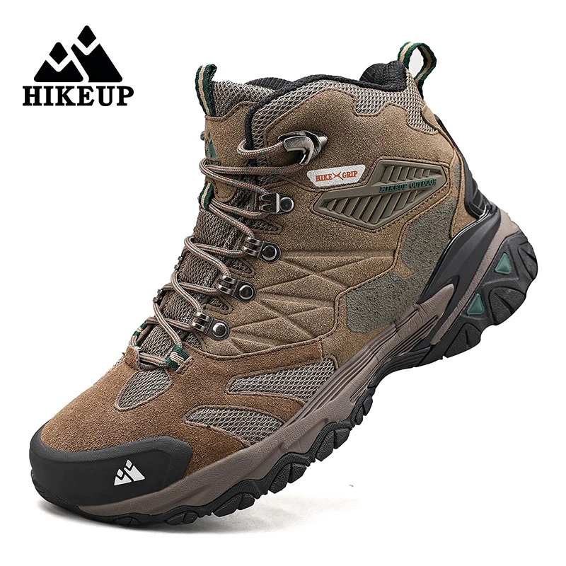 HIKEUP-Bottes de randonnée en daim imperméables pour hommes, chaussures de trekking hautes, bottes militaires Dulskip, extérieur, hiver