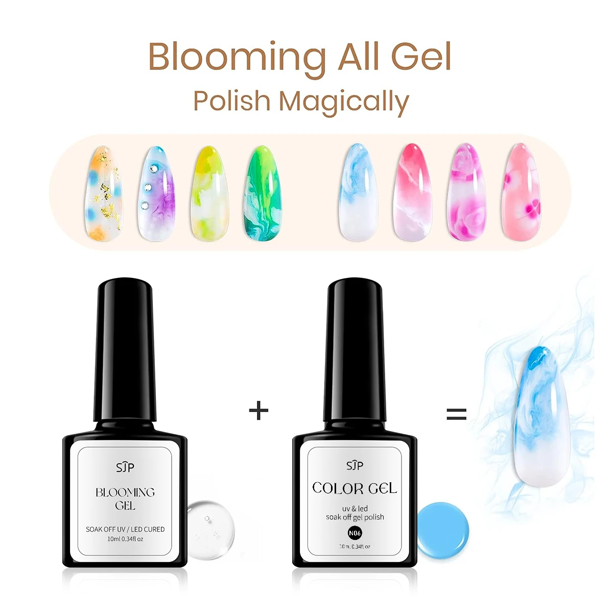 10 ML UV LED Nail Blooming Gel Polish Nail Design Glitter Sequins Mixing UV gels Soak Off gel nail polish