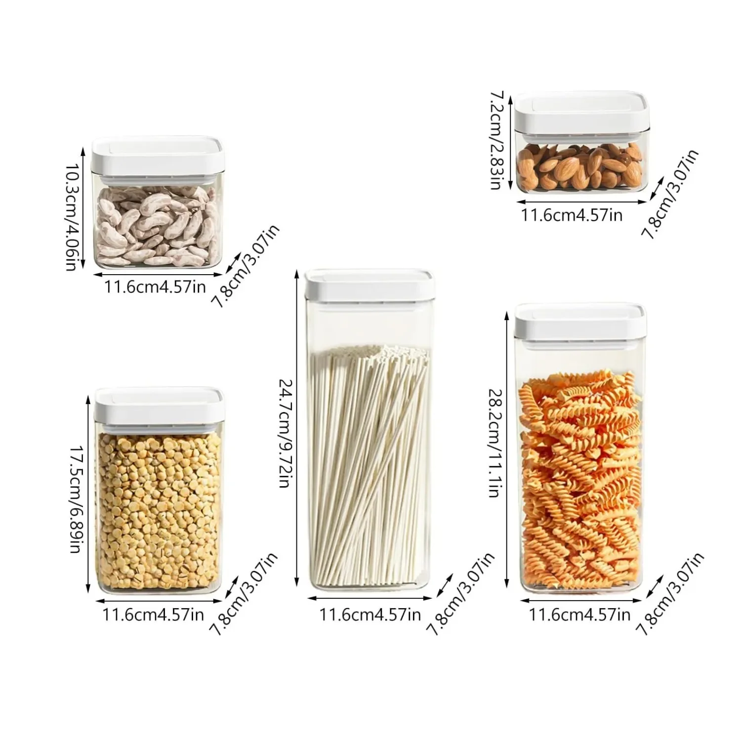 Airtight Food Storage Containers with Lids for Kitchen Pantry Organizer Stackable Boxes for Cereal Snack Flour Sugar Coffee 3