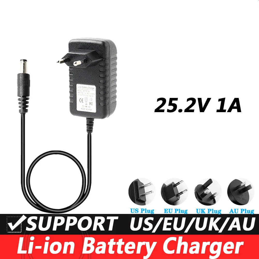 25.2V 1A Lithium Battery Charger 6 String 18650 Lithium Battery Pack Polymer EU Plug