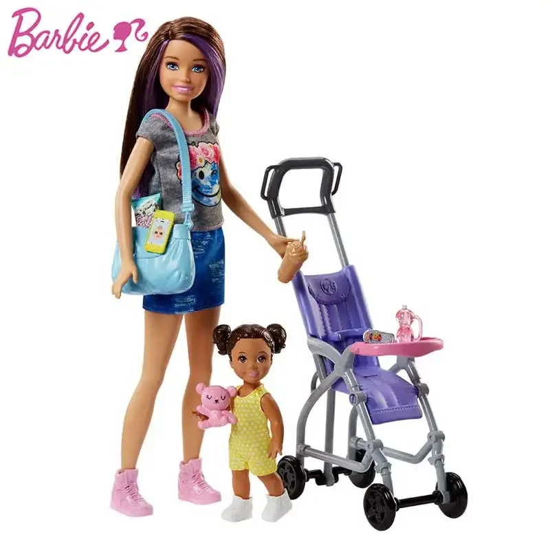 Original barbie pouco carrinho de cuidados com o bebê combinação conjunto  presente menina princesa casa jogar brinquedo aniversário presente natal  fjb00 - AliExpress