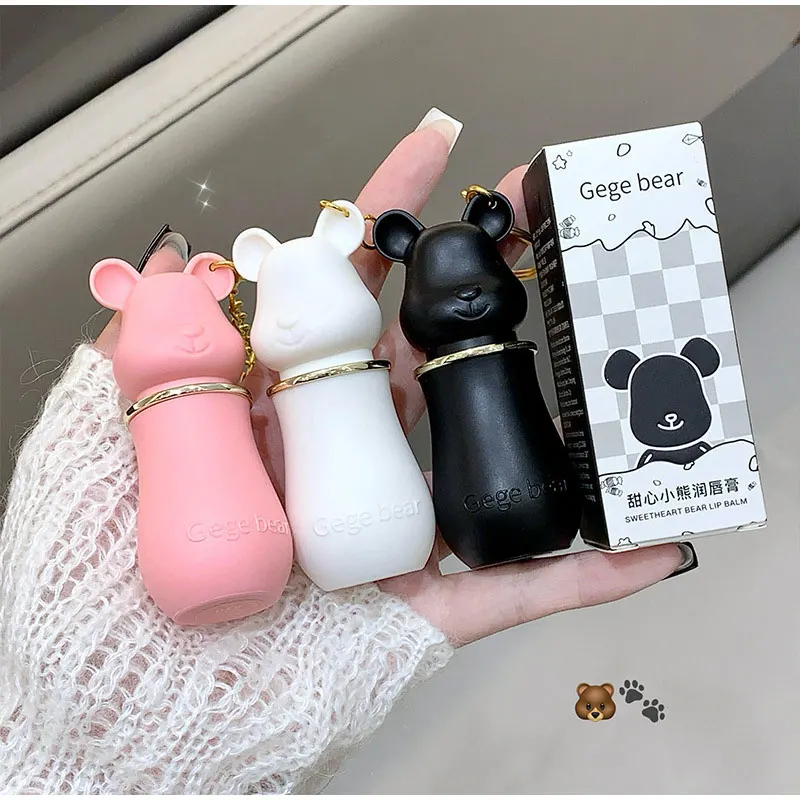 Description Picture 2 of item2025 Sweet Heart Bear Lip Balm Long-lasting Moisturizing Lip Gloss Non-stick Cup Waterproof Lip Makeup Korean Dudu Lip Lipstick