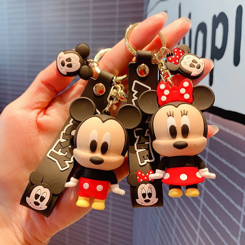 Disney Anime Mickey Keychain Cartoon Stitch Cute Minnie Keyring Student