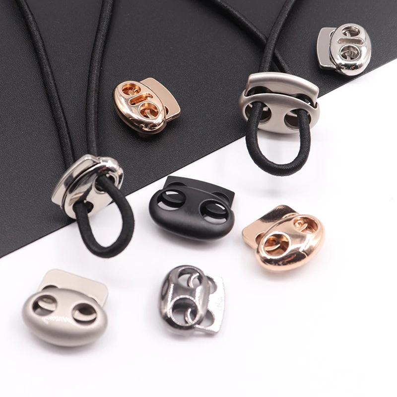 Cuerda viga de Metal con hebilla de resorte para nariz de cerdo, cierre de agujeros dobles para bolsa de ropa DIY, accesorios cuerda de cordón para ropa deportiva, 100 piezas|Hebillas