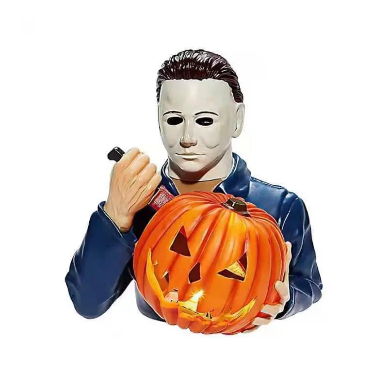 

Mike Pumpkin Sam Pumpkin Ghost Ghost Lighting up Horror Movie Statues Decorating Resin Luminous Crafts Home Furnishings