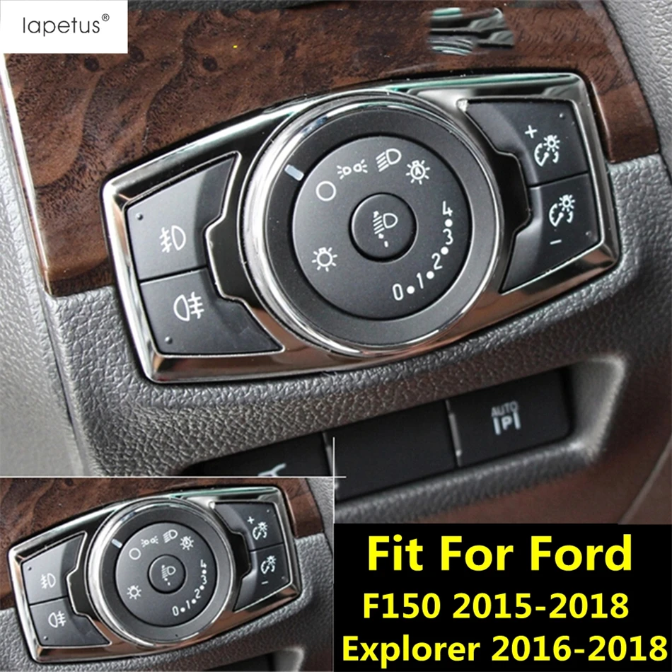 

Car Head Light Lamp Switch Button Panel Cover Trim For Ford F150 2015 - 2018 / Explorer 2016 - 2018 Stainless Steel Accessories