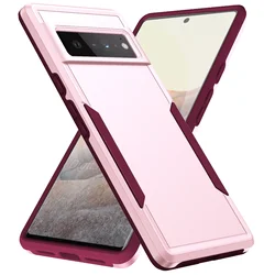 Heavy Duty Rugged Armor Shockproof Case - Soft TPU & Hard Plastic Protective Back Cover for Pixel 6 (Pink)
