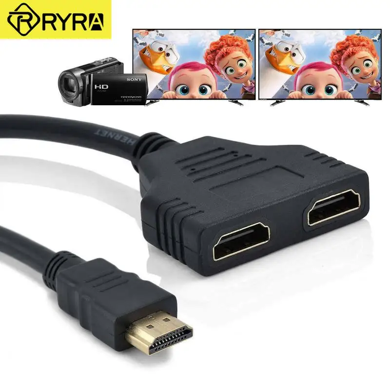 HDMI 호환 분배기, 1 입력 수 2 출력 암 포트 케이블 어댑터 변환기, 게임 비디오 멀티미디어 장치, 1080P ...