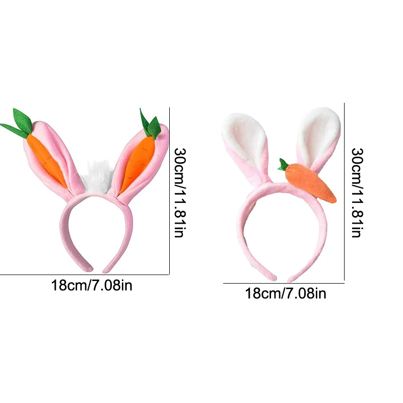 Easter Bunny Ears And Carrot Headband Set-Adorable Easter Bunny Costume Hair Accessories For Kids & Adults, Perfect For