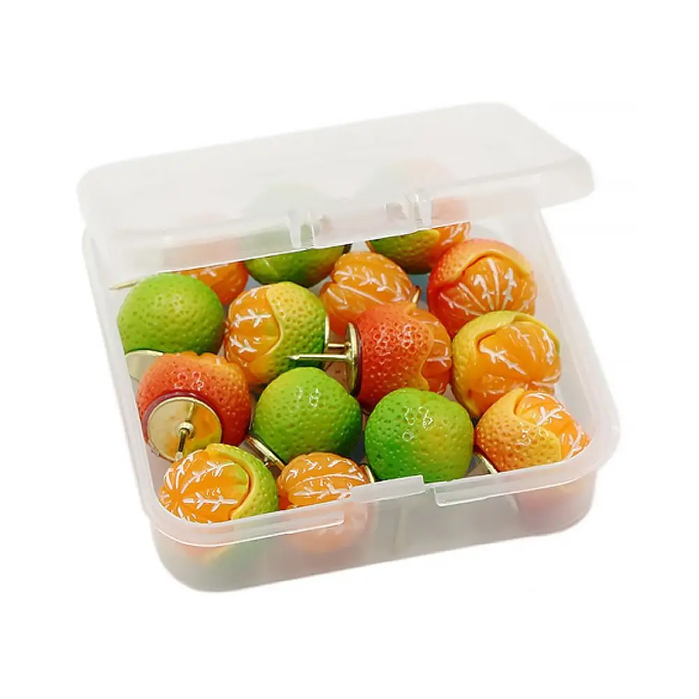 15Pcs 휴대용 크리 에이 티브 시뮬레이션 과일 푸시 핀 3D 재사용 가능한 오렌지 Pushpins 귀여운 다기능 Thumb Tacks 편지지