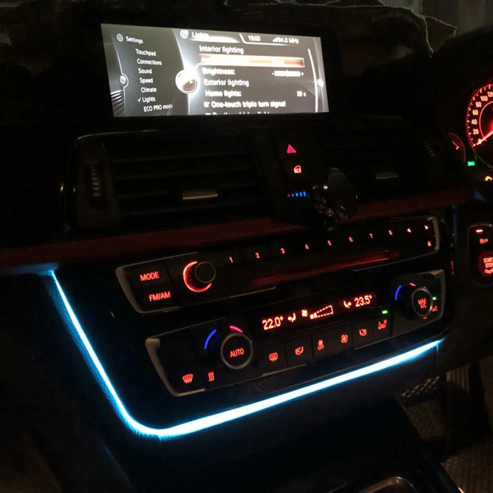 

For BMW 3 & 4 Series F30 LCI with Blue and Orange Color Radio Trim Led Dashboard Center Console Atmosphere Light AC Panel Light