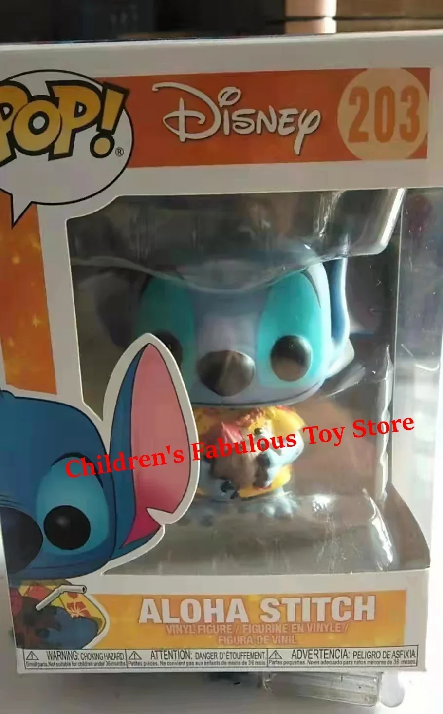 thumbnail image 1 of 2025 NUEVA llegada FUNKO POP Stitch Series Aloha Stitch n.° 203, colección de figuras de acción de coco, modelo de juguetes para niños, regalo de cumpleaños, 1 of 4