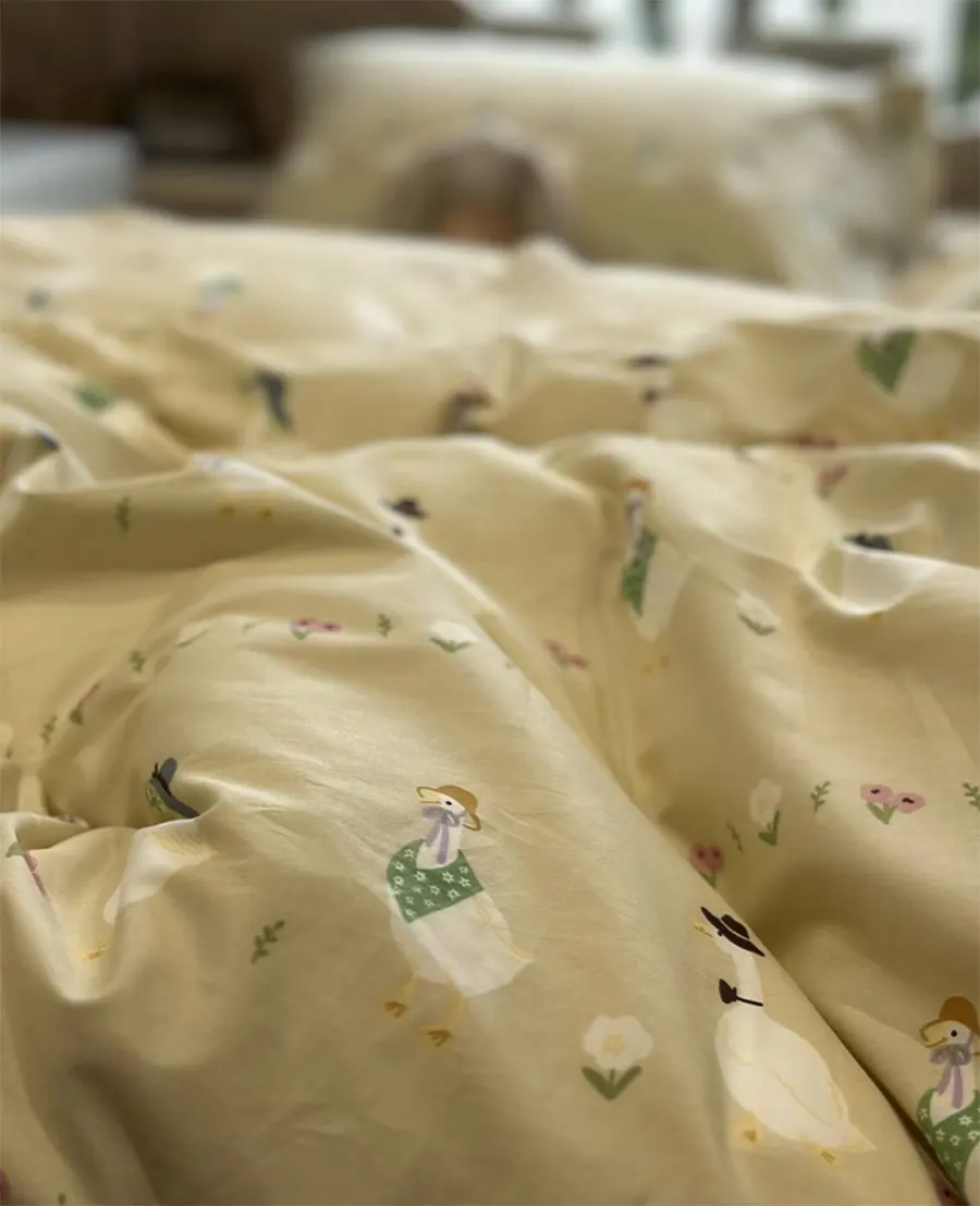 

Fashion cute cartoon duck bedding set kid teenage,twin full queen lovely cotton home textile bed sheet pillow case quilt cover