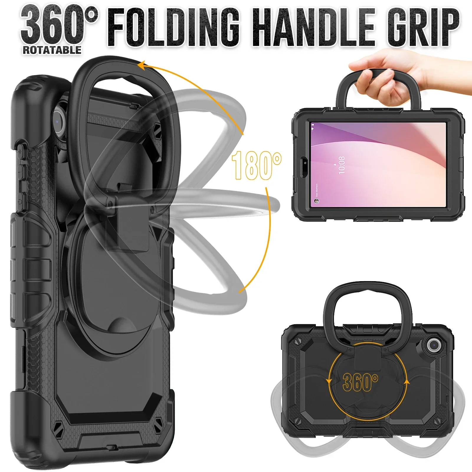 Enhanced Protective Tablet Case with 360° Rotatable Turntable & Kickstand, Heavy Duty