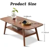 Tier Solid Oak - Coffee Table 2- Practical Center Table Double Storage Small Apartments (Walnut, 31.49" D x 19.68" W x 17.32" H) 6