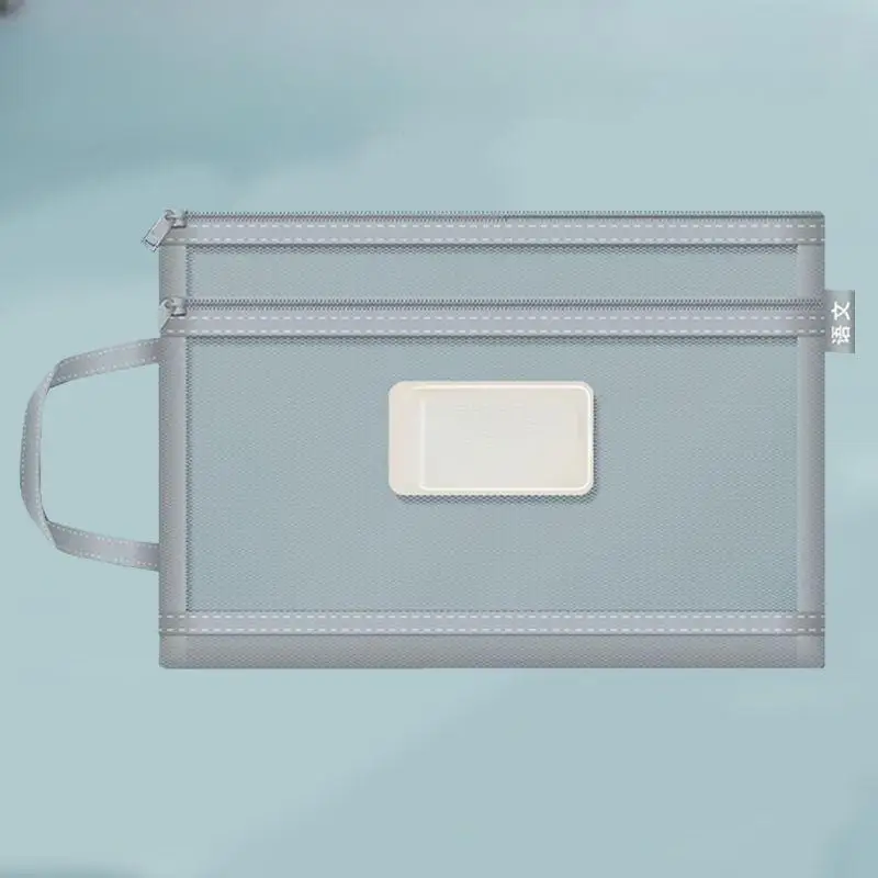 A4 File Storage Bag Zipper Style Double-layer Mesh Storage Bag Large Capacity Student Stationery Storage Bag Transparent Folder