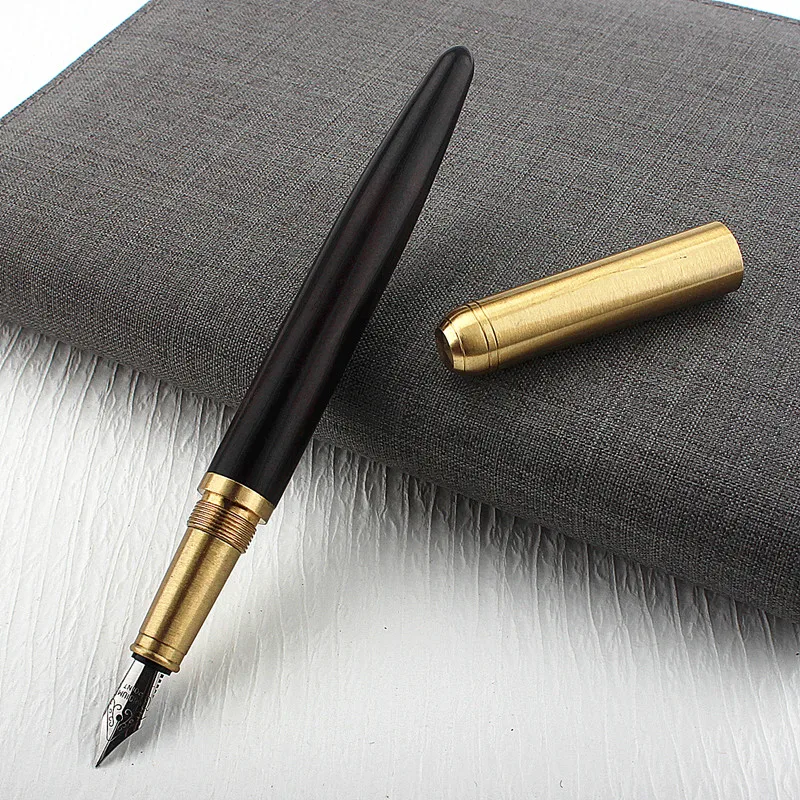 High Quality  Retro Wood Bronze  Luxury Business School Student Office Supplies Fountain Pen New Ink Pen