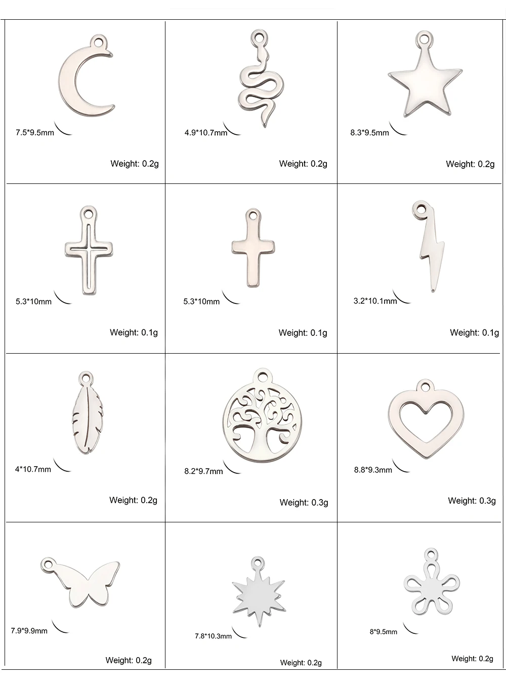 Großhandel 5 Stück kleine Kreuze Sterne Herzen Charms für Schmuck machen Edelstahl DIY Armband Ohrring Halskette Anhänger Zubehör – Detail 4