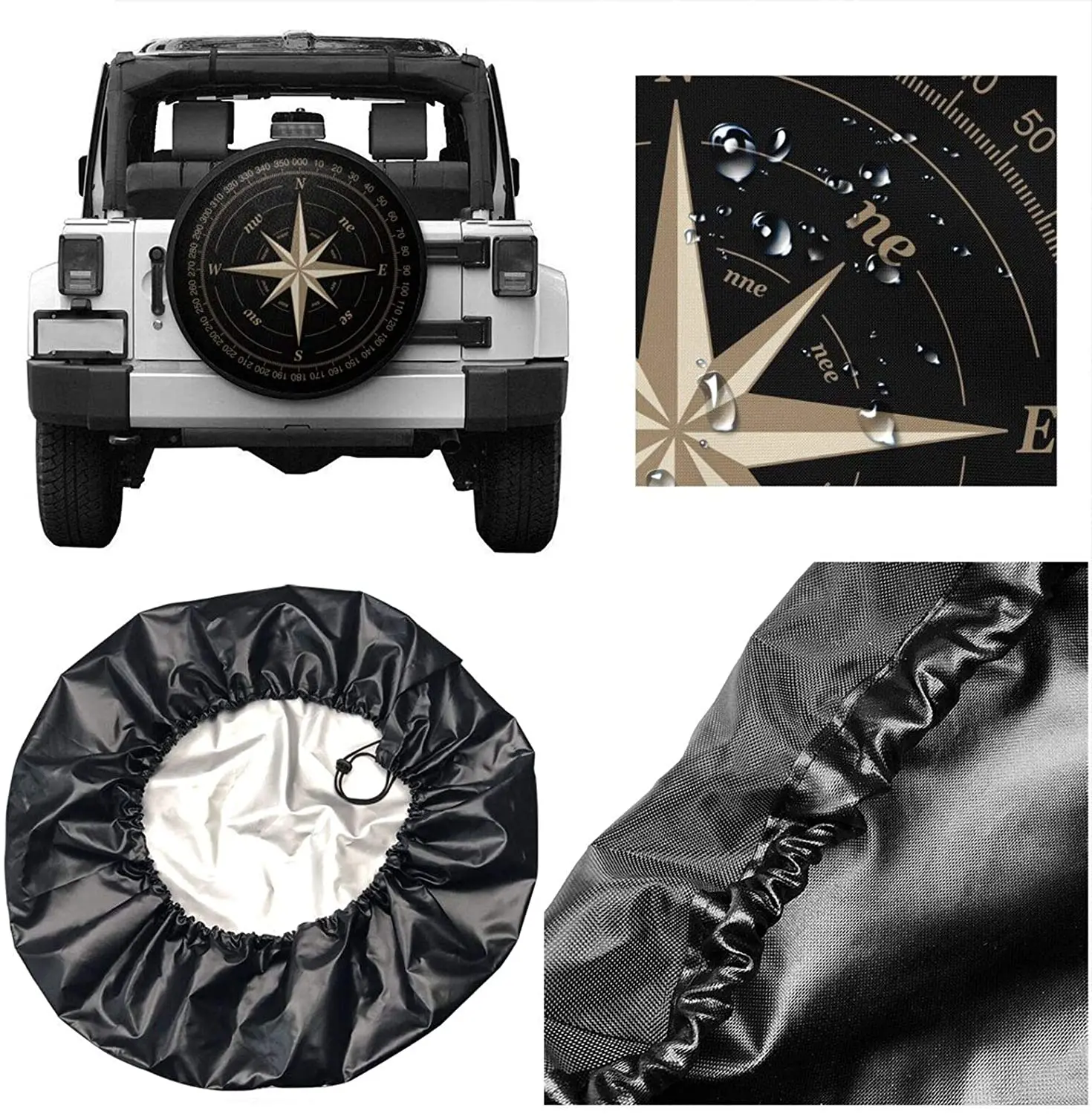 Compass Rose Black Spare Tire Cover UV Sun Wheel Covers Fit for Trailer,  RV, SUV and Many Vehicle 15 Inch AliExpress
