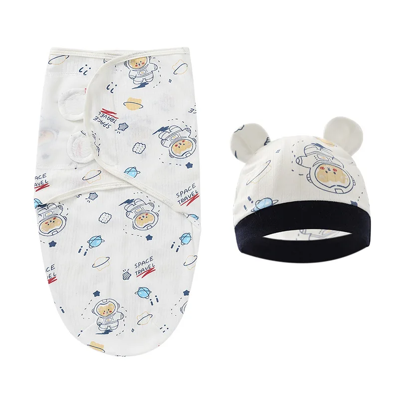Newborn Baby Wrap Anti-Startle 2Pcs/Set Baby Swaddle Sleeping Cocoon Design 100%Cotton Baby Adjustable Blanket 0-6 Months 6