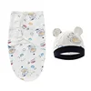 Newborn Baby Wrap Anti-Startle 2Pcs/Set Baby Swaddle Sleeping Cocoon Design 100%Cotton Baby Adjustable Blanket 0-6 Months 6