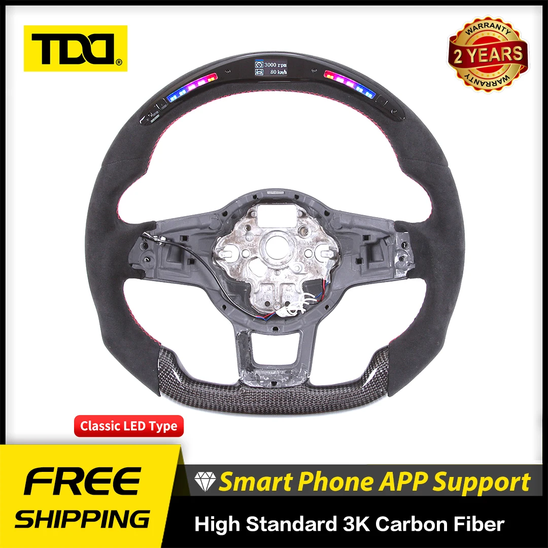 TDD 탄소 섬유 LED 스티어링 휠, VW MK7 용 맞춤형 갤럭시 프로