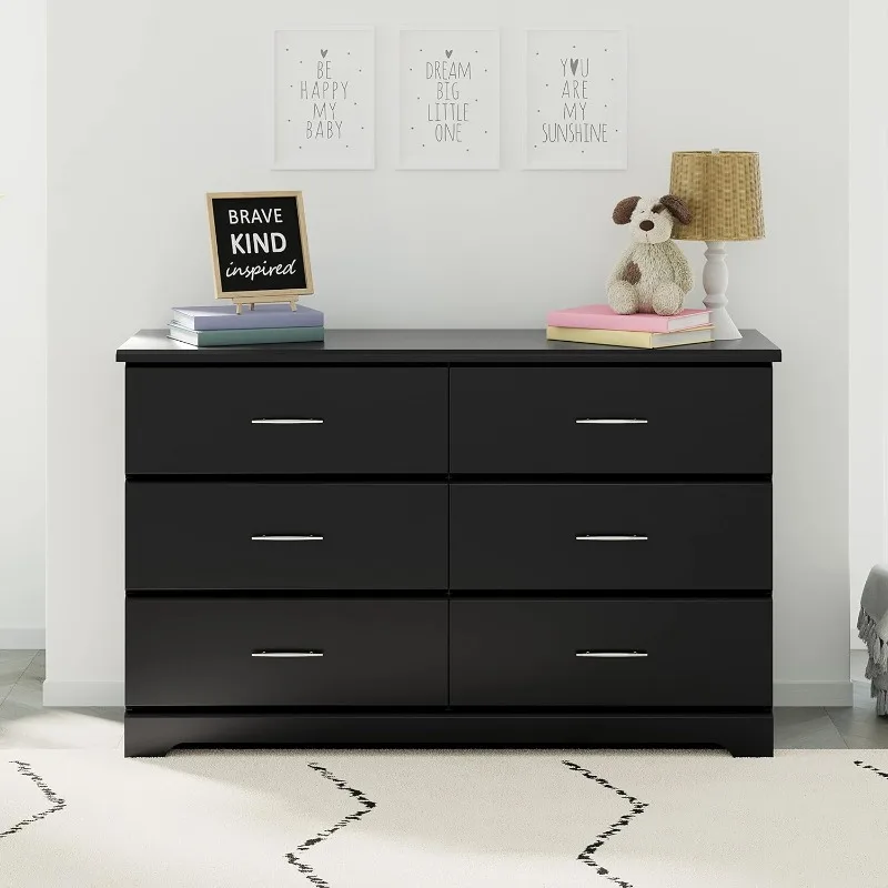 

Storkcraft Brookside 6 Drawer Double Dresser (Black) – GREENGUARD Gold Certified, Dresser For Nursery, Chest of Drawers