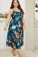 Vêtements de nuit en soie glacée, grande taille, à la mode, décontractés, imitation soie, sexy, imprimé, chemise de nuit à bretelles 4