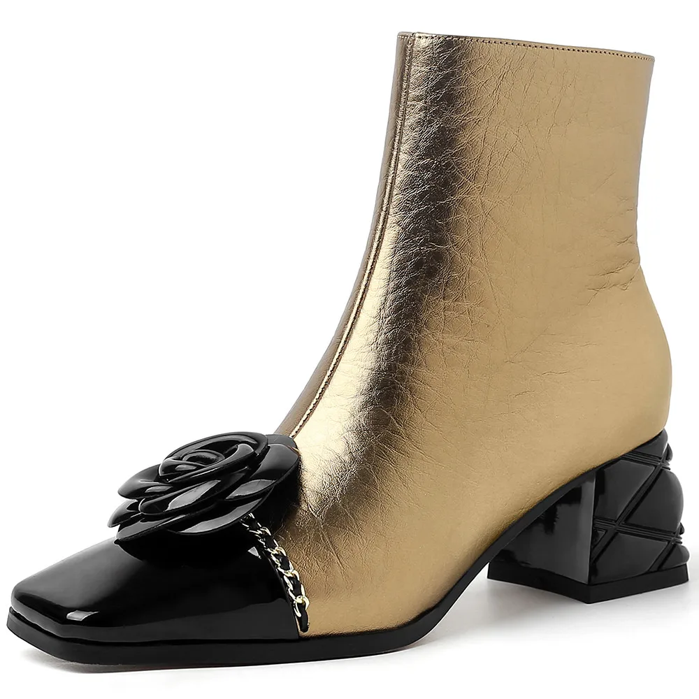 Dilalula 2025 جلد طبيعي زهرة سلسلة معدنية أحذية بو...