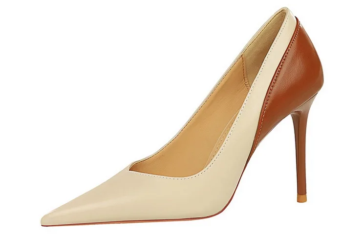 Shoes Color Blocking Women Pumps Pointed Tip High Heels Sexy Party Shoes Stilettos Heels Women Shoes Large Size 42 43