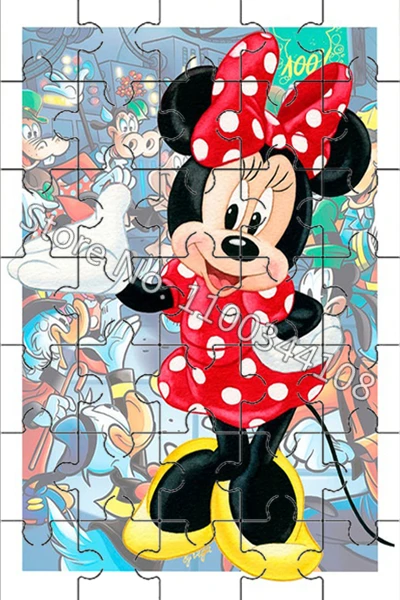 Disney quebra-cabeça de natal 300/500/1000 peças mickey e minne quebra- cabeças dos desenhos animados brinquedos artesanais para crianças presente  de ano novo - AliExpress