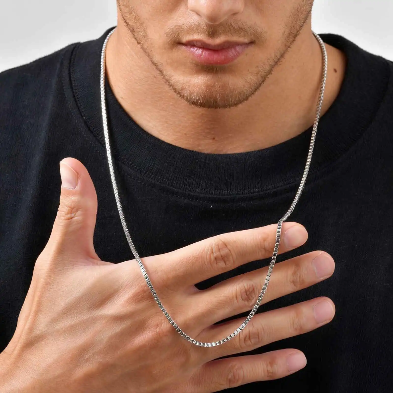 1/2/3mm Box Chain Necklaces for Men Women,Delicate Square Stainless Steel Chains Links Collars,Jewelry Gift 18To24 Inch 5