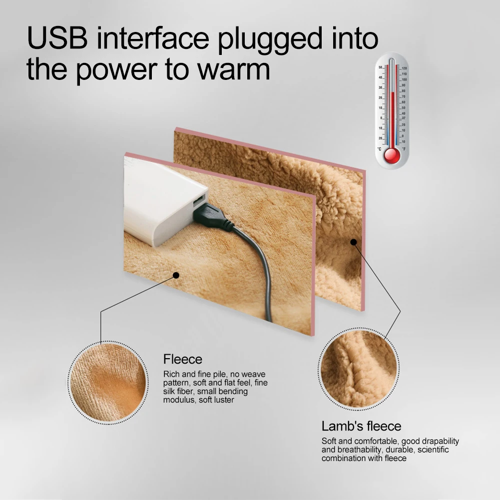 Winter Hand Warmer Leg Knee Pad 5V USB Soft Flannel Double Sided Heated Pocket Electric Blanket Washable Mat electric heating blanket hand warmer