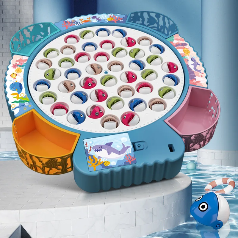 Kids Fishing Play for Children Electric Fishing Toy Have Music Spinning Game Fish Rod Education Baby Parent-child Gifts 4
