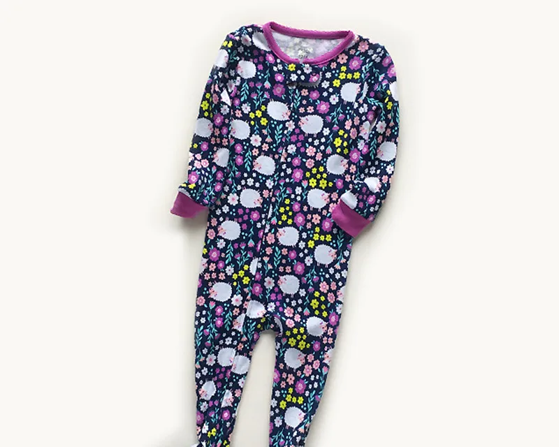 baby girl nightgowns Spring and summer boys pajamas girls cotton one-piece jumpsuit without feet baby zipper romper home clothes pajama sets affordable	 Sleepwear & Robes