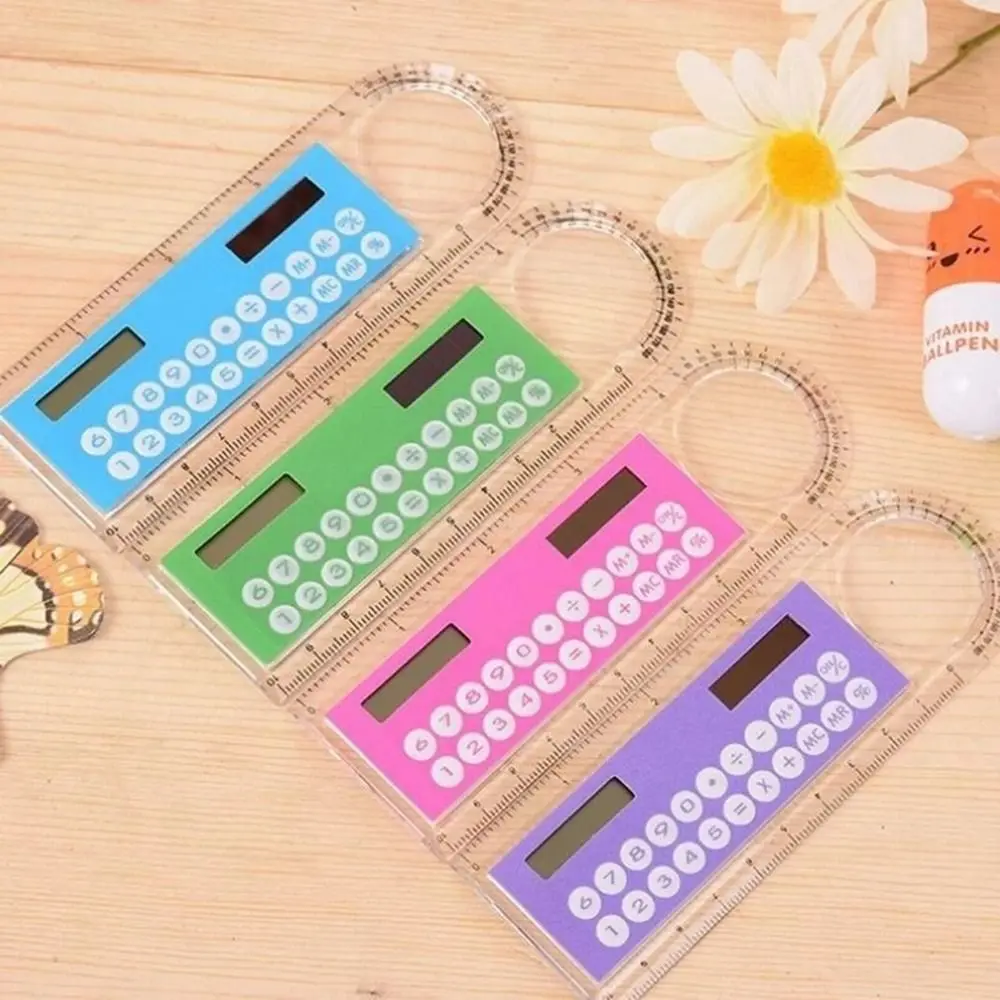10cm Ruler Calculator Solar Power Card Mini Calculation Student Arithmetic Multifunctional Calculator Computer Digital Caliper