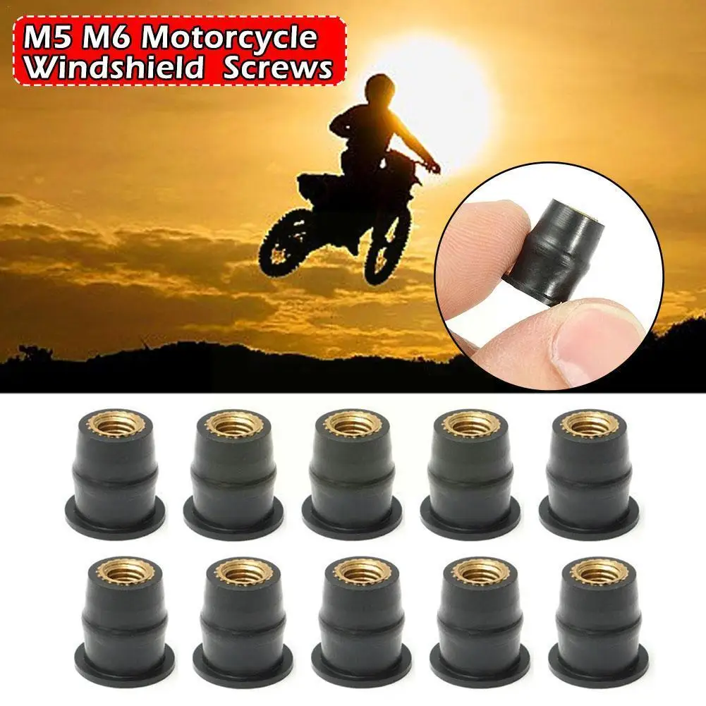 

10pcs M5/M6 Motorcycle Windscreen Windshield Well Nut Screws Fairing Mounting Universal Kit Screw Fastener Windscreen Bolts