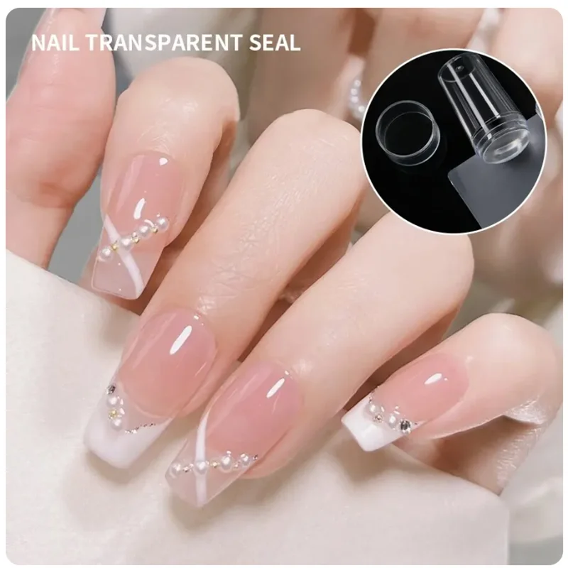 1 Sets of Silicone Transparent Seal Head Large Scraper Nail Color Transfer Tool Nail Art Template Molds Clear Nail Art Stamper 4