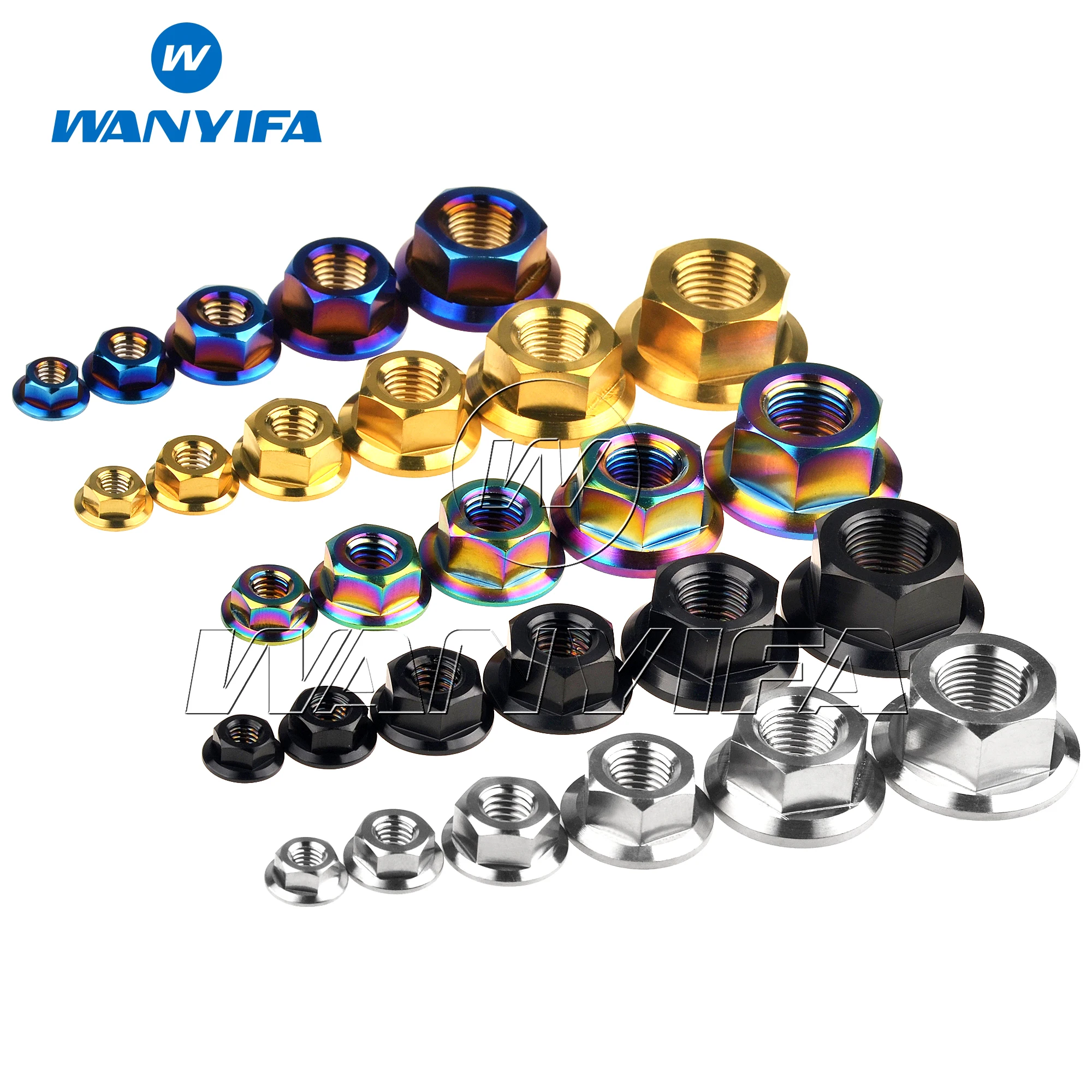 Titanium Flange Nuts Wanyifa M5 M6 M8 M10 M12 M14 M16 For Bicycle Motorcycle Car