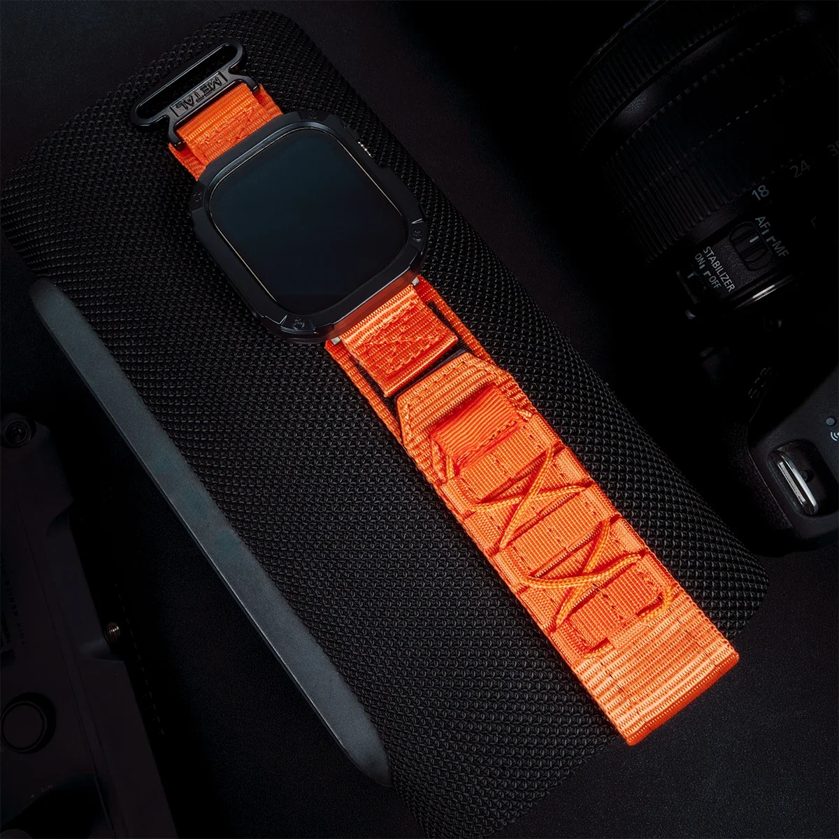 Durable Nylon Wrist Strap with TPU Protective Case for Apple Watch - Tactical Sports Band Bracelet